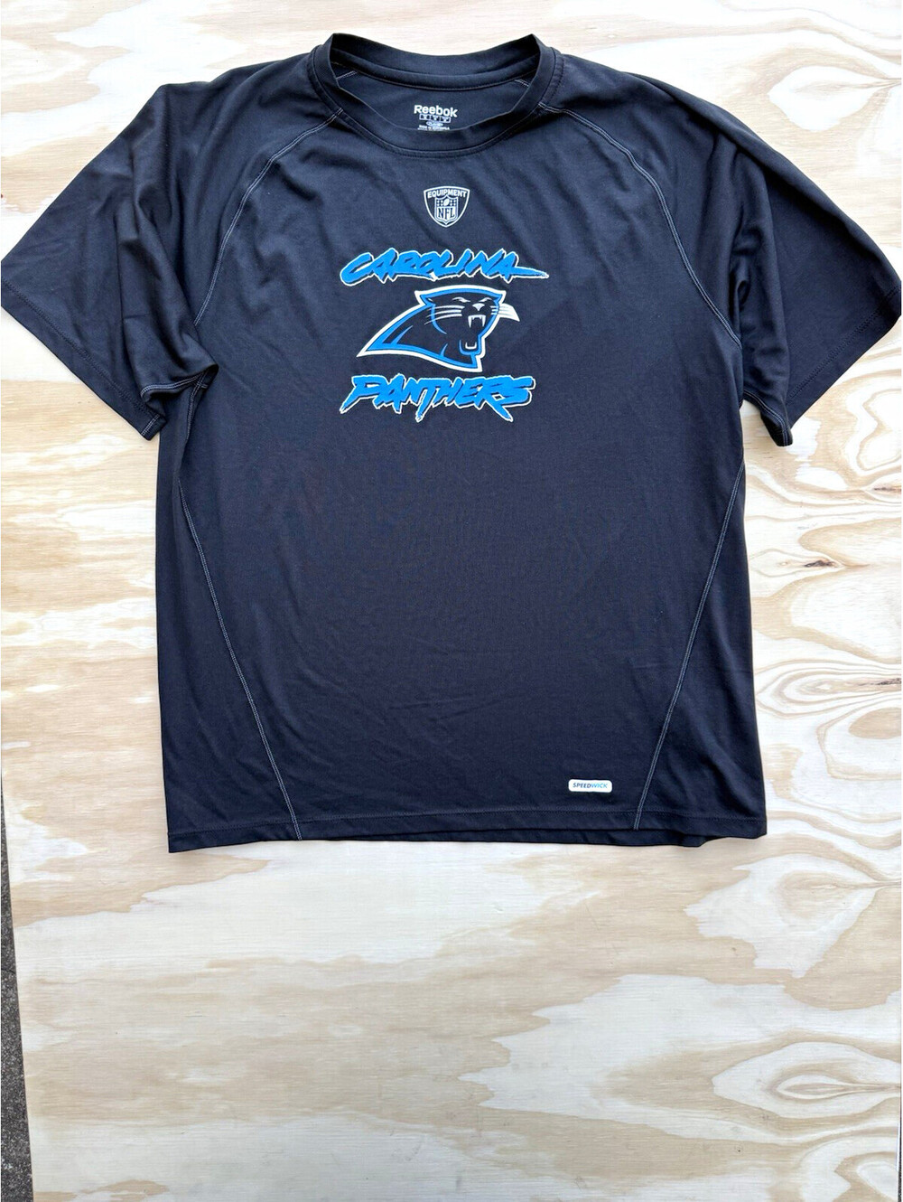 Reebok Speedwick NFL Carolina Panthers Men’s M Black Short Sleeve Shirt